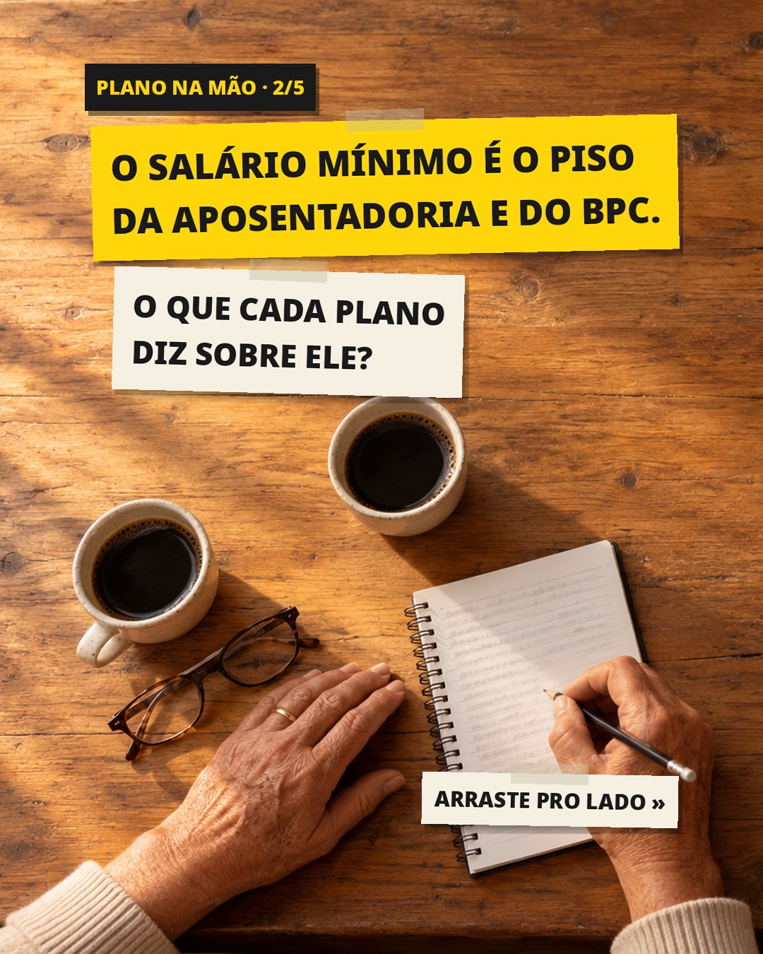 Slide 1: O SALÁRIO MÍNIMO É O PISO DA APOSENTADORIA E DO BPC. O QUE CADA PLANO DIZ SOBRE ELE?